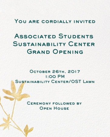 AS Sustainability Center Grand Opening invitation 2017.10.26