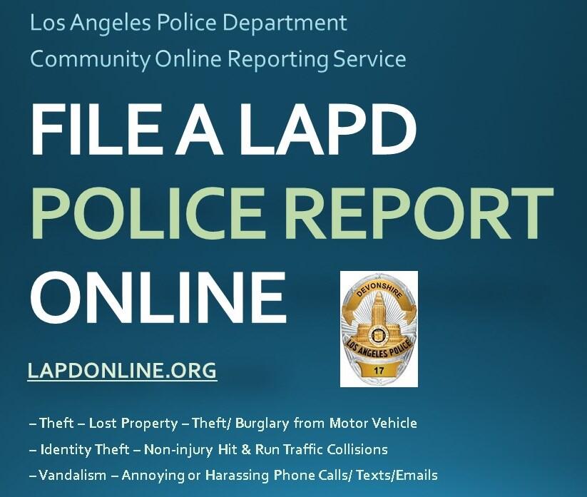 File A Police Report Online Granada Hills North Neighborhood Council